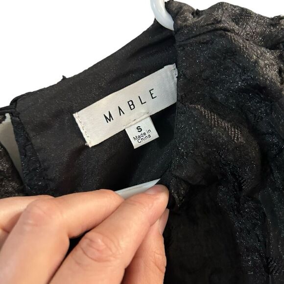 Mable Black Puff Sleeve Whimsical Goth Peplum Tunic Top Size S Withcy Wednesday - Picture 6 of 14